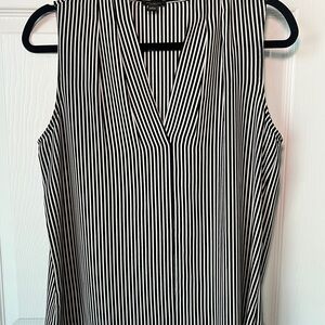 Ann Taylor Monochrome Striped V-Neck Blouse